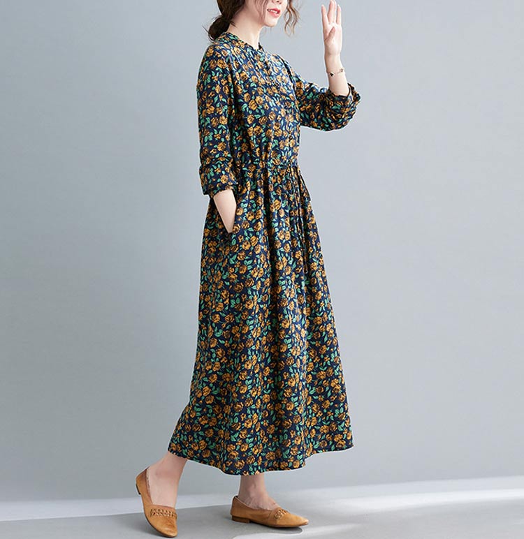 花柄ワンピース レディース 綿 麻 ロングワンピース 長袖 花柄 ポケット付き ワンピース フリル リボン タック 総柄 マキシワンピース プルオーバー フレアワンピース ゆったり 体型カバー リゾー 花柄ワンピース レディース 綿 麻 ロングワンピース 長袖 花柄 ポケット付き ワンピース フリル リボン タック 総柄 マキシワンピース プルオーバー フレアワンピース ゆったり 体型カバー リゾー