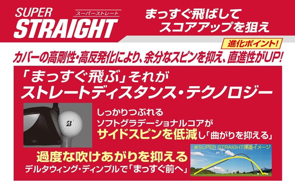 BRIDGESTONE(ブリヂストン)ゴルフボール SUPER STRAIGHT 2025年モデル 12球入 パールホワイト T5GX
