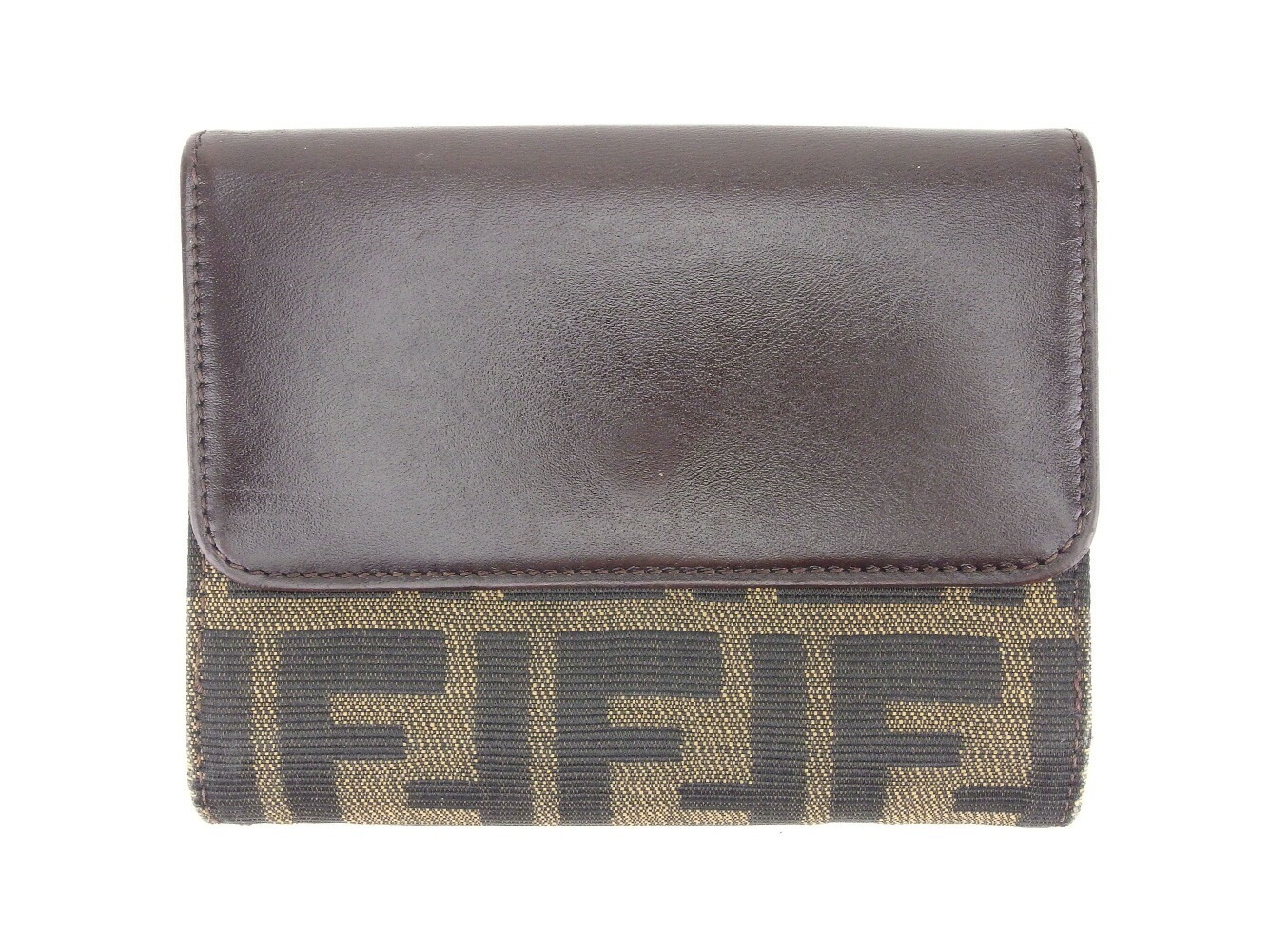 Wホック 財布 二つ折り ズッカ ブラウン ベージュ ブラック シルバー 中古