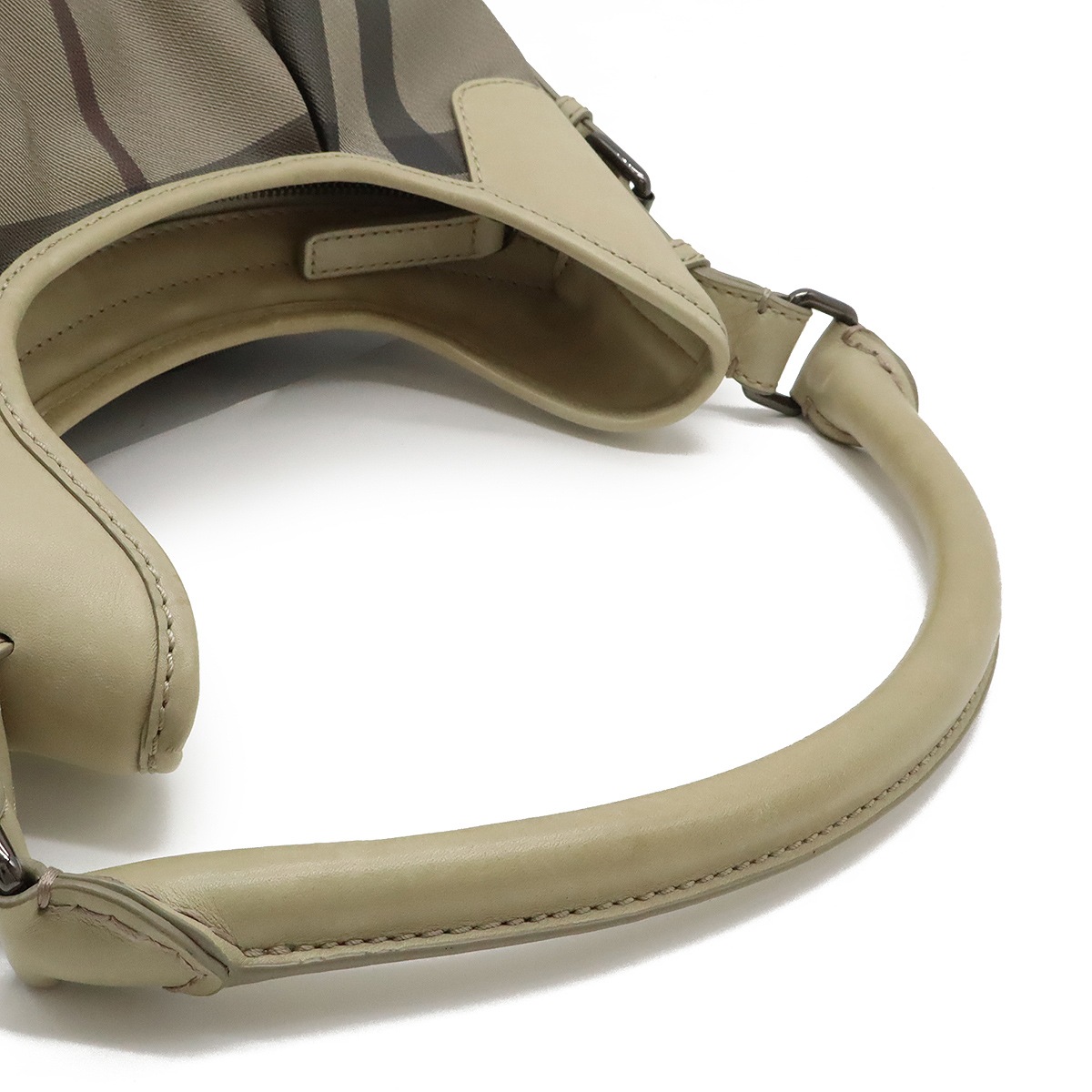 チェック柄 ショルダーバッグ ワンショルダー セミショルダー PVC レザー グレージュ ブラウン チェック柄 ショルダーバッグ ワンショルダー セミショルダー PVC レザー グレージュ ブラウン