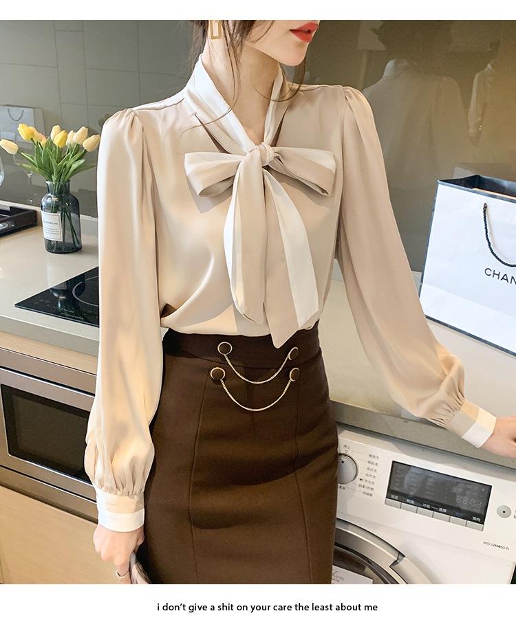 トップス シャツ プルオーバー 袖あり 長袖 ボリューム袖 Vネック リボン シフォン かわいい 大人可愛い きれいめ シンプル カジュアル 大人 上品 おしゃれ かっこいい 大人可愛い 大人女子