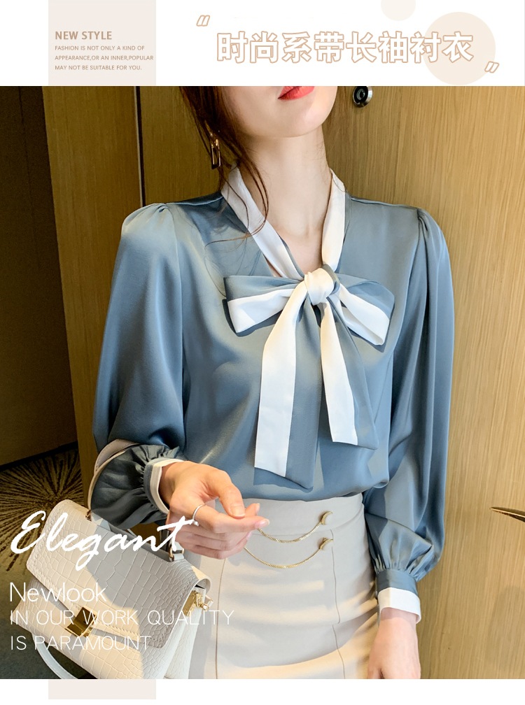 トップス シャツ プルオーバー 袖あり 長袖 ボリューム袖 Vネック リボン シフォン かわいい 大人可愛い きれいめ シンプル カジュアル 大人 上品 おしゃれ かっこいい 大人可愛い 大人女子