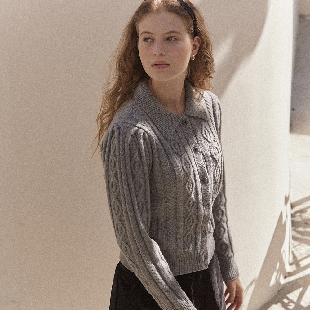 Casimere Merino Wool Puff Cardigan - Grey Casimere Merino Wool Puff Cardigan - Grey