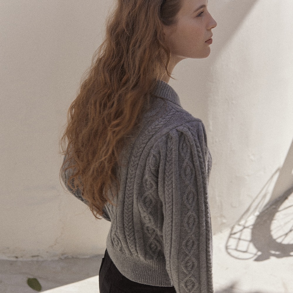 Casimere Merino Wool Puff Cardigan - Grey Casimere Merino Wool Puff Cardigan - Grey