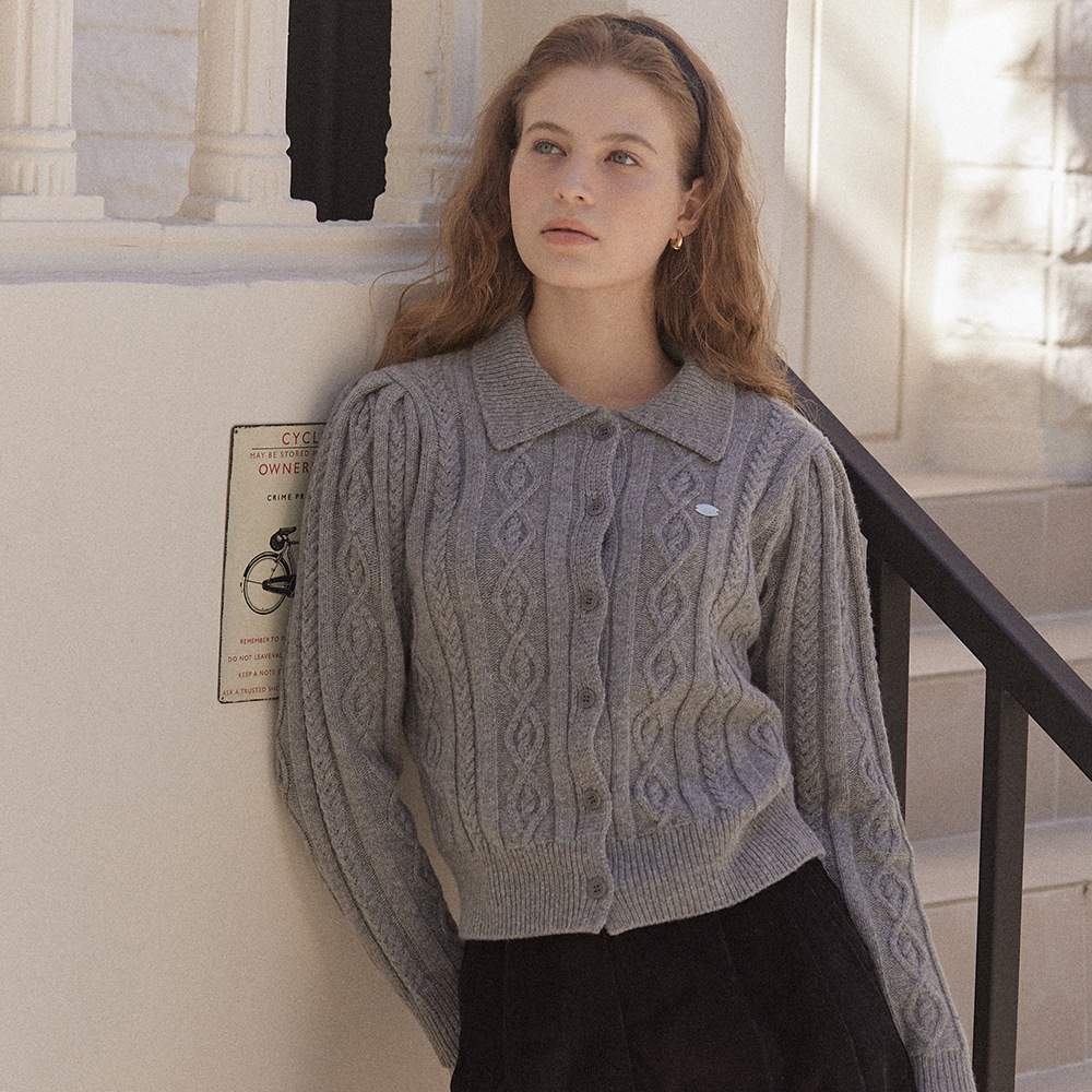 Casimere Merino Wool Puff Cardigan - Grey Casimere Merino Wool Puff Cardigan - Grey