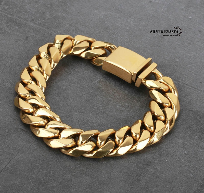 ステンレス喜平ブレスレット 幅16mm [b262-gold-16mm]