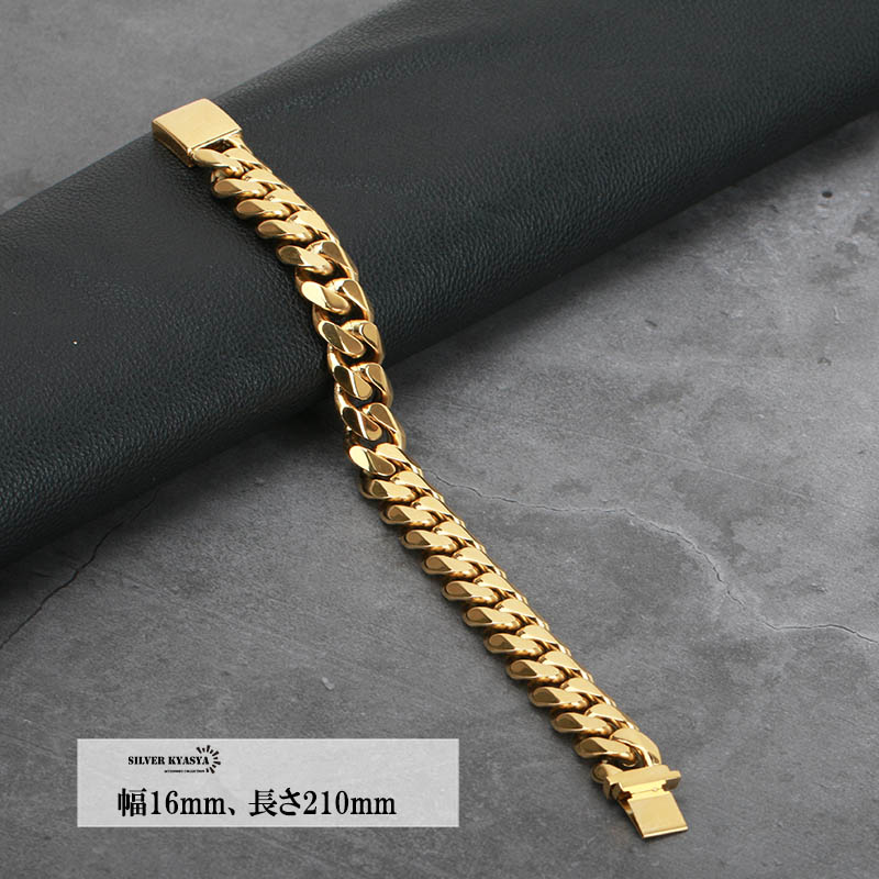 ステンレス喜平ブレスレット 幅16mm [b262-gold-16mm]
