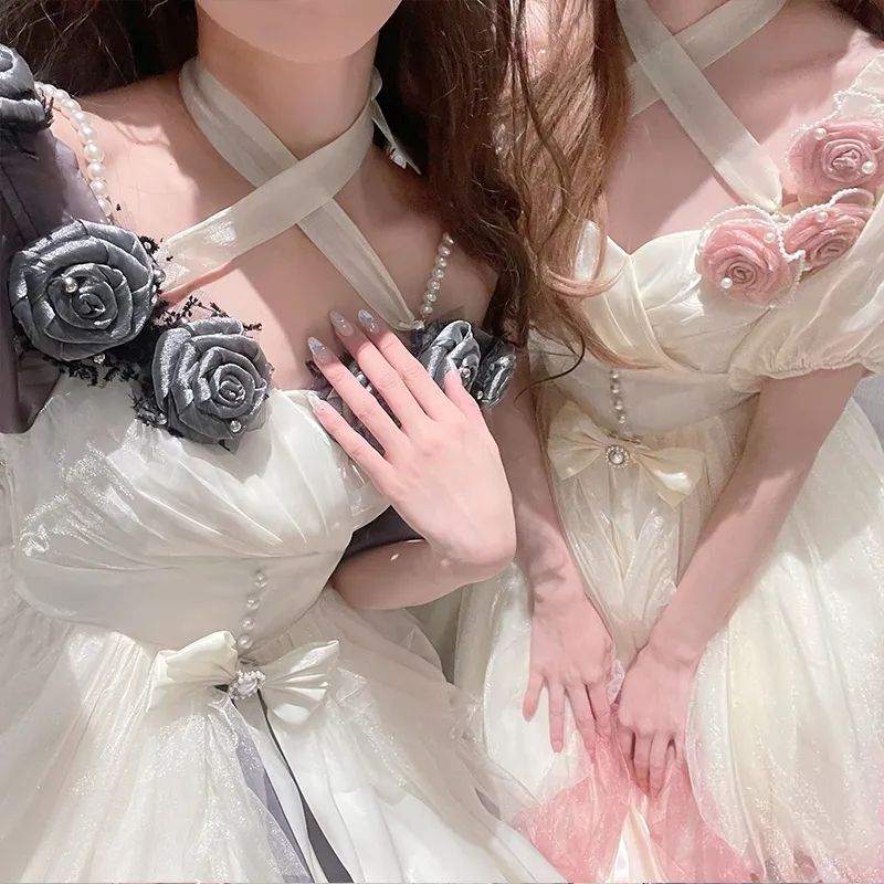 ディ 膝上マーメイドプリンセス グラデーション立体ローズロリータ 逃亡王女と結婚するスーパー妖精ドレス パフスカート