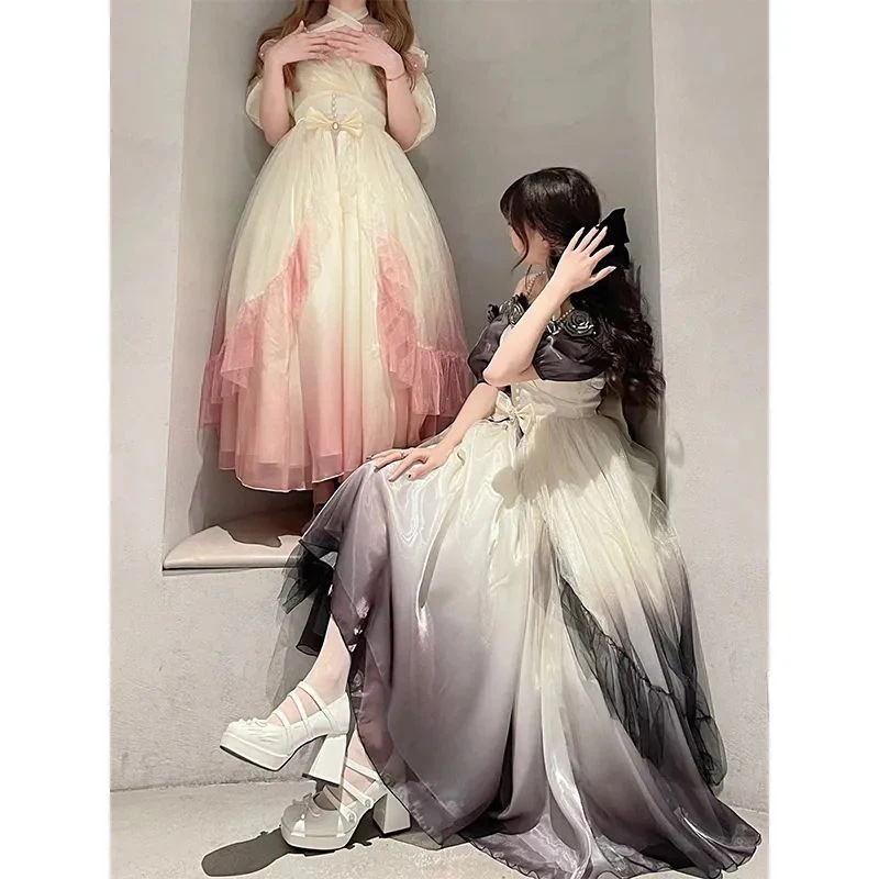 ディ 膝上マーメイドプリンセス グラデーション立体ローズロリータ 逃亡王女と結婚するスーパー妖精ドレス パフスカート