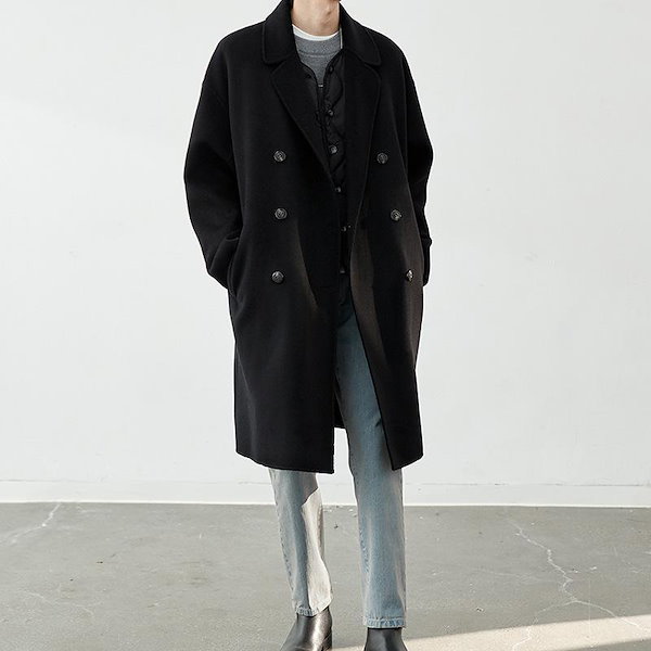 ⭐︎新品 未使用⭐︎ 黒 チェスターコート メンズ ATO チェスターコート コート STAND COLLAR COAT メンズ