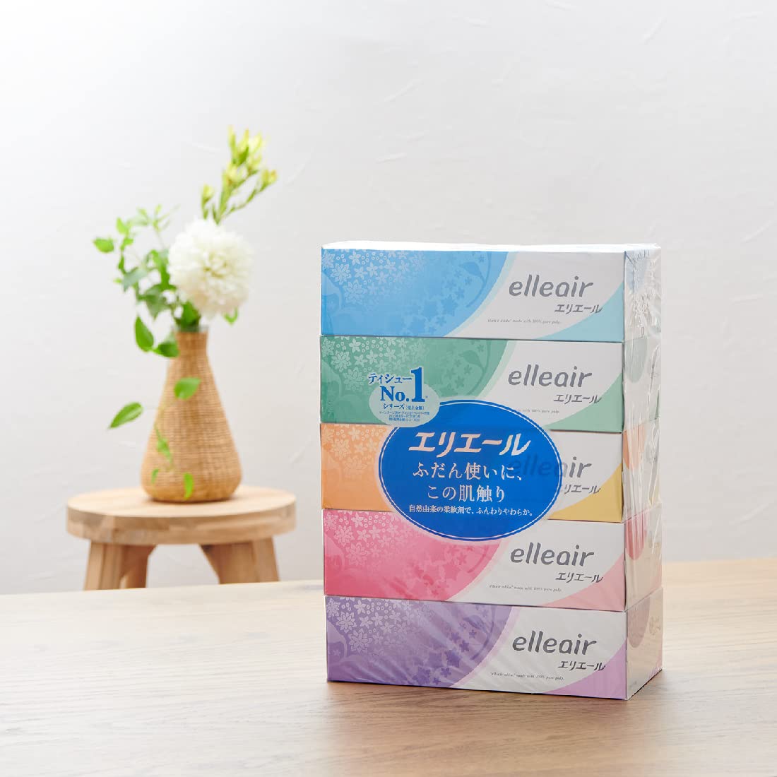 エリエール 箱ティシュー 180組×60箱(5箱×12パック) パルプ100%【ケース販売】