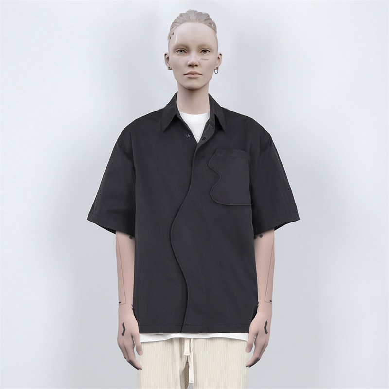 半袖シャツ メンズ 黒シャツ カジュアル ユニークトップス 男女兼用 カップル服 ゆったり 異形 半袖シャツ メンズ 黒シャツ カジュアル ユニークトップス 男女兼用 カップル服 ゆったり 異形
