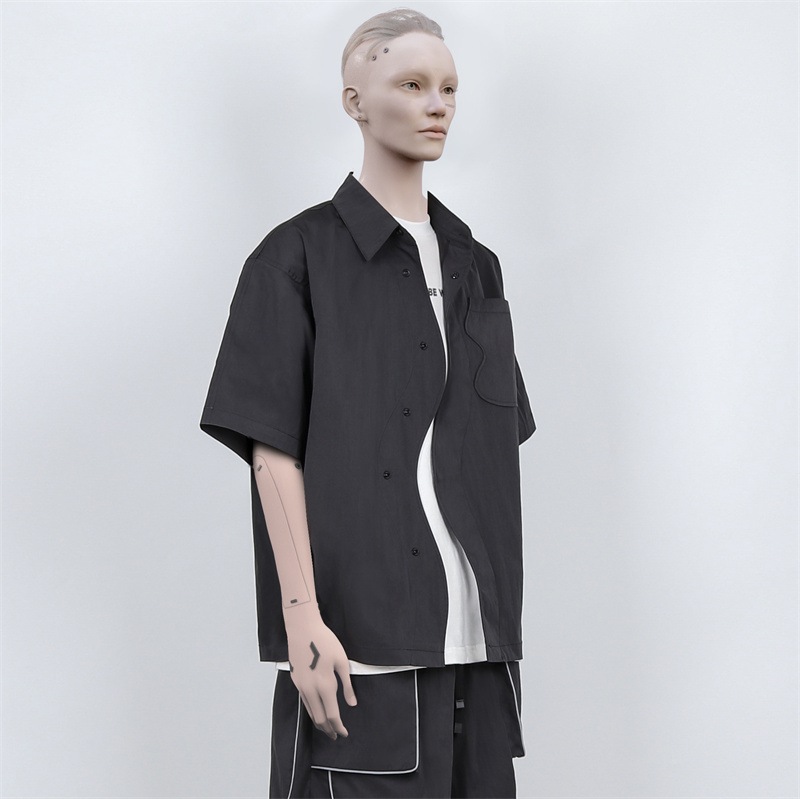 半袖シャツ メンズ 黒シャツ カジュアル ユニークトップス 男女兼用 カップル服 ゆったり 異形 半袖シャツ メンズ 黒シャツ カジュアル ユニークトップス 男女兼用 カップル服 ゆったり 異形
