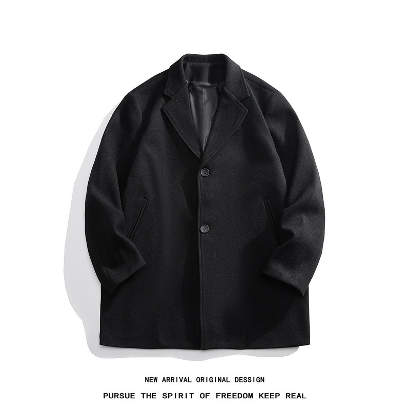 新しい秋と冬のメンズウールスーツメンズルーズジャケットトレンディ韓国の大規模ウールコート