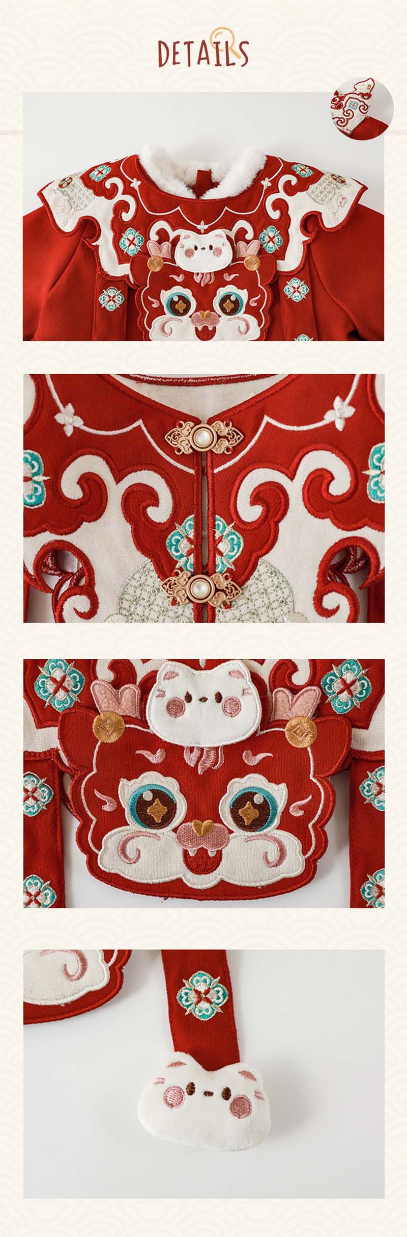 ワンピース究極の選択お正月と刺繍 ワンピース ドレス 辰年 子供 女の子 80cm 新年 節分 アウター キッズ ジュニア 女の子 レッド かわいい 子供ドレス 秋 冬 通園 通学 子供服 猫ぬいぐる