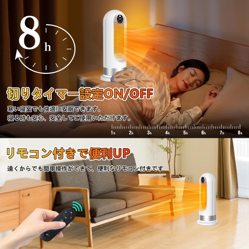 2023最新進化セラミックヒーター 電気ヒーター人感センサー付き 節電対策 首振り 電気ストーブ 即暖 過熱保護 転倒自動OFF 防寒