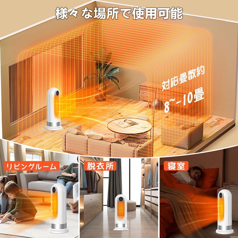 2023最新進化セラミックヒーター 電気ヒーター人感センサー付き 節電対策 首振り 電気ストーブ 即暖 過熱保護 転倒自動OFF 防寒