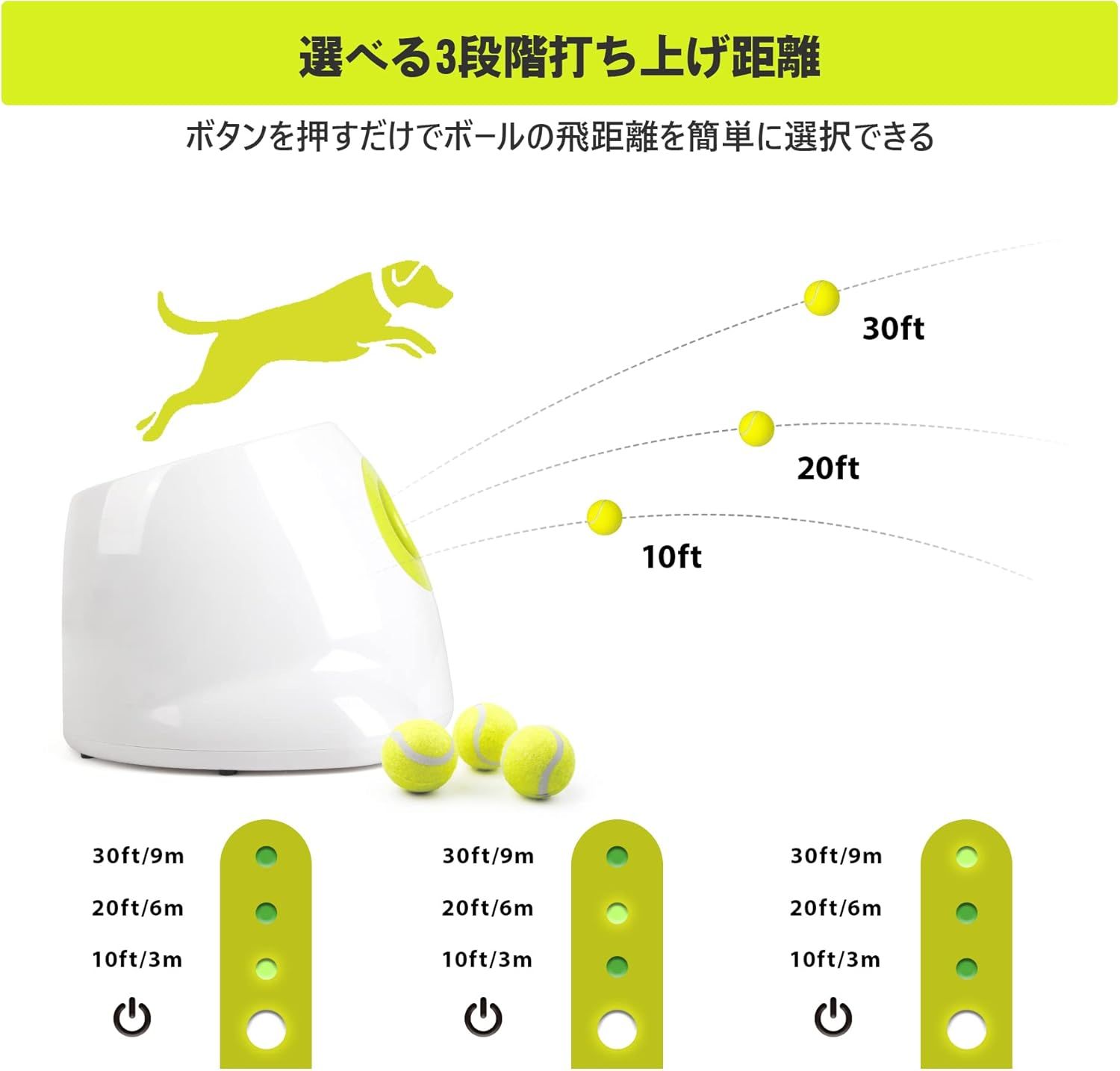 犬 ボールランチャー おもちゃ 自動 ボール投げ 犬用 ロボピッチャ 発射距離3段階調整可能 自動ボールキャッチ 専用のミニテニスボール3個付 小型犬~中型犬用 知育玩具 犬 ボールランチャー おもちゃ 自動 ボール投げ 犬用 ロボピッチャ 発射距離3段階調整可能 自動ボールキャッチ 専用のミニテニスボール3個付 小型犬~中型犬用 知育玩具