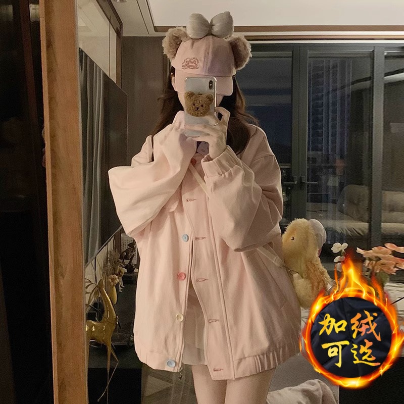 甘くて怠惰なベルベットの厚みのある野球ジャケットの女性のトレンディな春と秋のデザインニッチカジュアルジャケットトップ