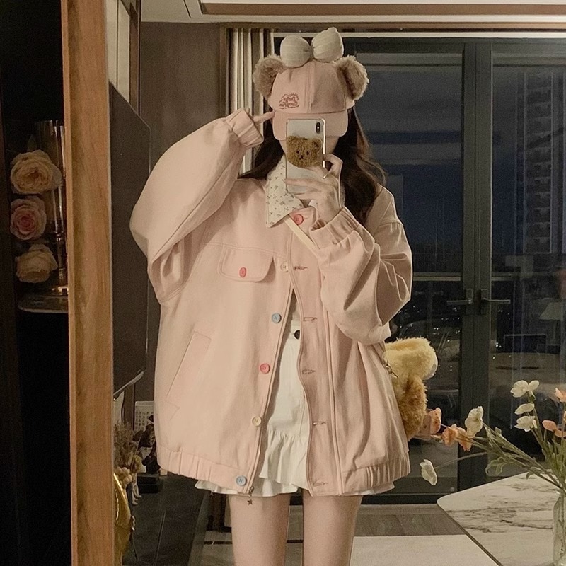 甘くて怠惰なベルベットの厚みのある野球ジャケットの女性のトレンディな春と秋のデザインニッチカジュアルジャケットトップ