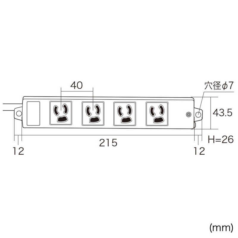 サンワサプライ　工事物件タップ(抜け止めタイプ) TAP-K4L-5 [5.0m /4個口 /スイッチ無]　TAP-K4L-5