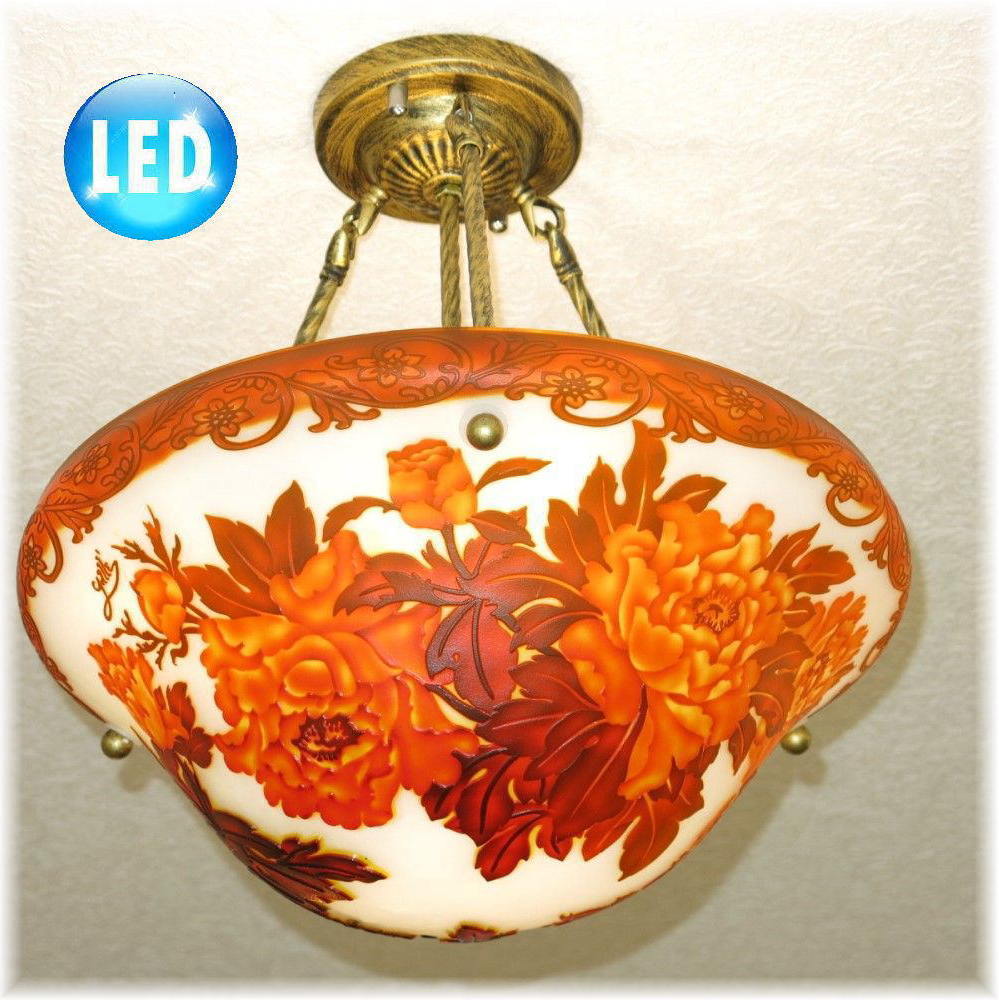 【LED付き!】新品 豪華 ガレ風 ガラス工芸 LED シャンデリア シーリングライト ペンダントライト 【LED付き!】新品 豪華 ガレ風 ガラス工芸 LED シャンデリア シーリングライト ペンダントライト