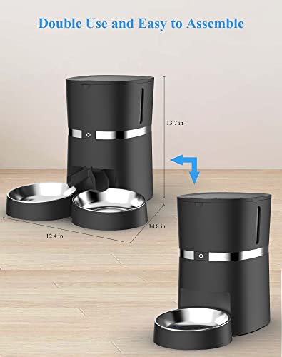 WellToBe 自動給餌器 猫 2匹用 自動餌やり機 タイマー式 2WAY給電 手動給餌可 中小型犬 猫用 多頭飼い 自動餌 定時定量 1日6食 健康管理 ネコ いぬ エサやり 留守も安心 日本語対