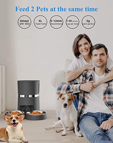 WellToBe 自動給餌器 猫 2匹用 自動餌やり機 タイマー式 2WAY給電 手動給餌可 中小型犬 猫用 多頭飼い 自動餌 定時定量 1日6食 健康管理 ネコ いぬ エサやり 留守も安心 日本語対