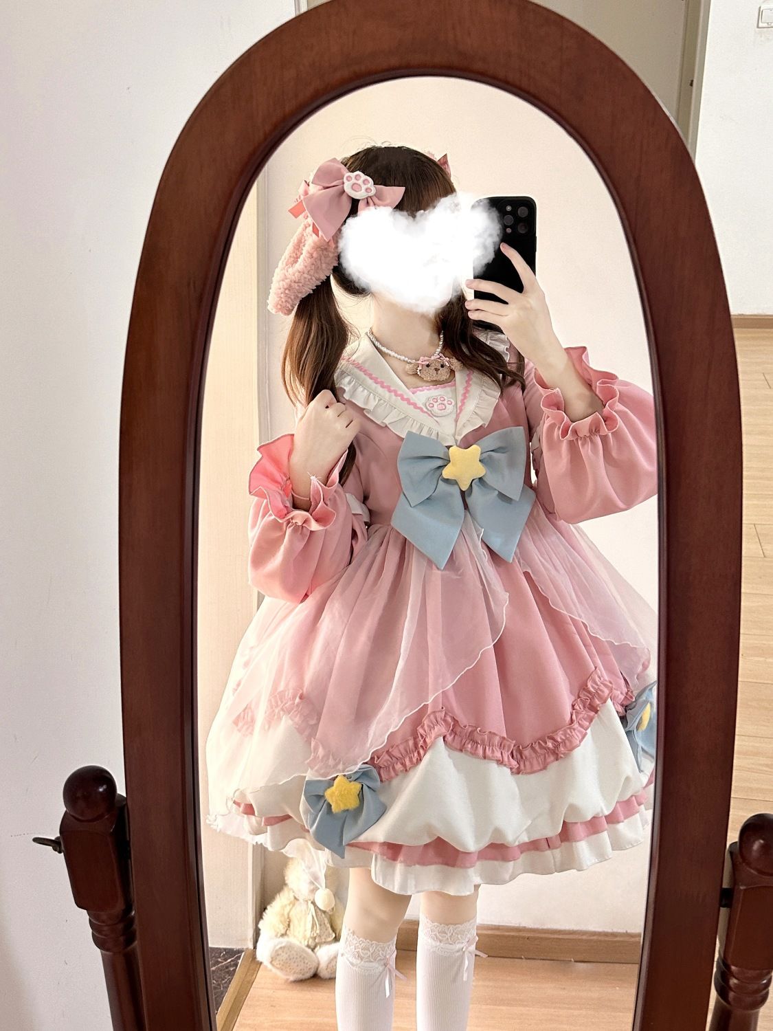 [急速出荷]オリジナルデザインロリータネイビーネックop長袖秋ワンピース ロリータ 二次元(最安値保証)