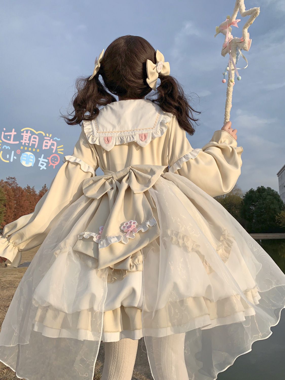 [急速出荷]オリジナルデザインロリータネイビーネックop長袖秋ワンピース ロリータ 二次元(最安値保証)