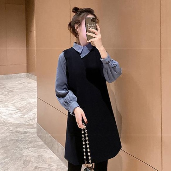 【送料無料】マタニティ シャツ + ワンピース セットアップ 2点セット ツーピース 膝丈