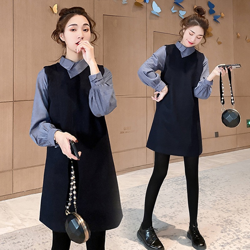 【送料無料】マタニティ シャツ + ワンピース セットアップ 2点セット ツーピース 膝丈