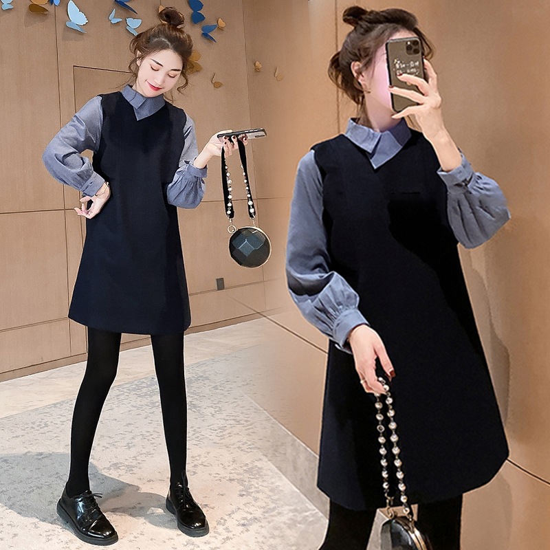 【送料無料】マタニティ シャツ + ワンピース セットアップ 2点セット ツーピース 膝丈