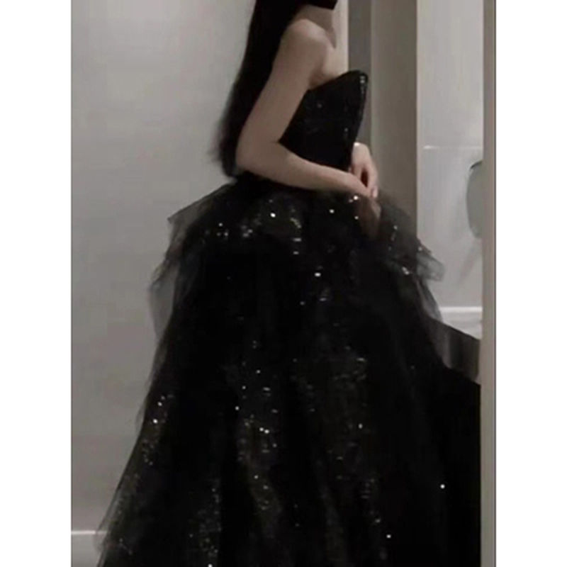 ブラックイブニングドレス成人式宴会芸術試験ホストブフォレストドレス mdprevattcaulkingandwaterproofing.com