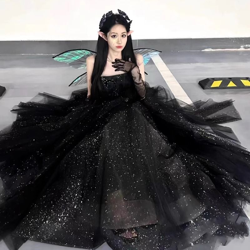 ブラックイブニングドレス成人式宴会芸術試験ホストブフォレストドレス mdprevattcaulkingandwaterproofing.com