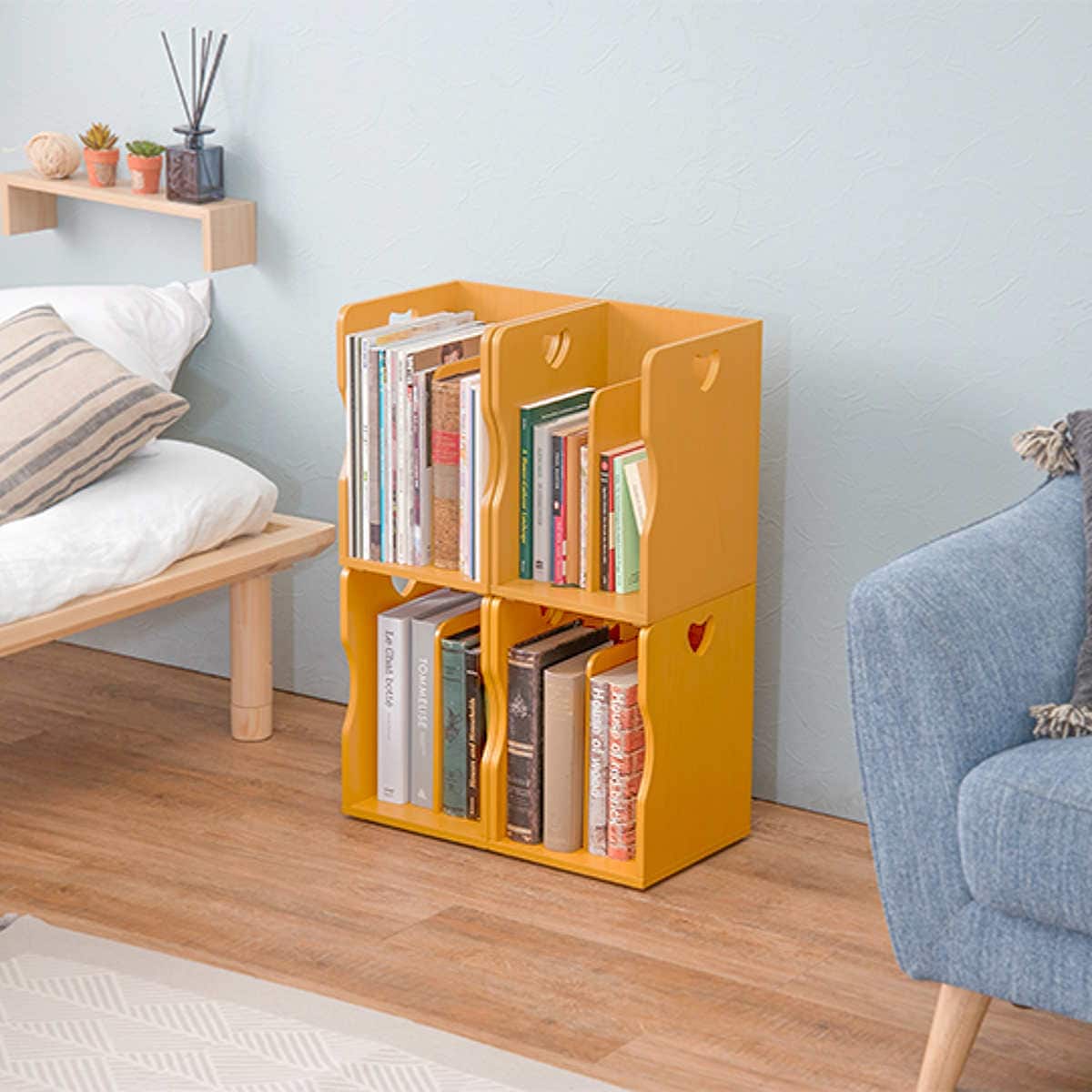 ミニブックスタンド 4個組 積み重ね 仕切り1枚タイプ 幅24.5cm ミニブックスタンド 4個組 積み重ね 仕切り1枚タイプ 幅24.5cm