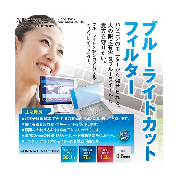 (まとめ）光興業 ブルーライトカットフィルター23.6インチ(16:9)用 LEDW-236 1枚(×3セット)