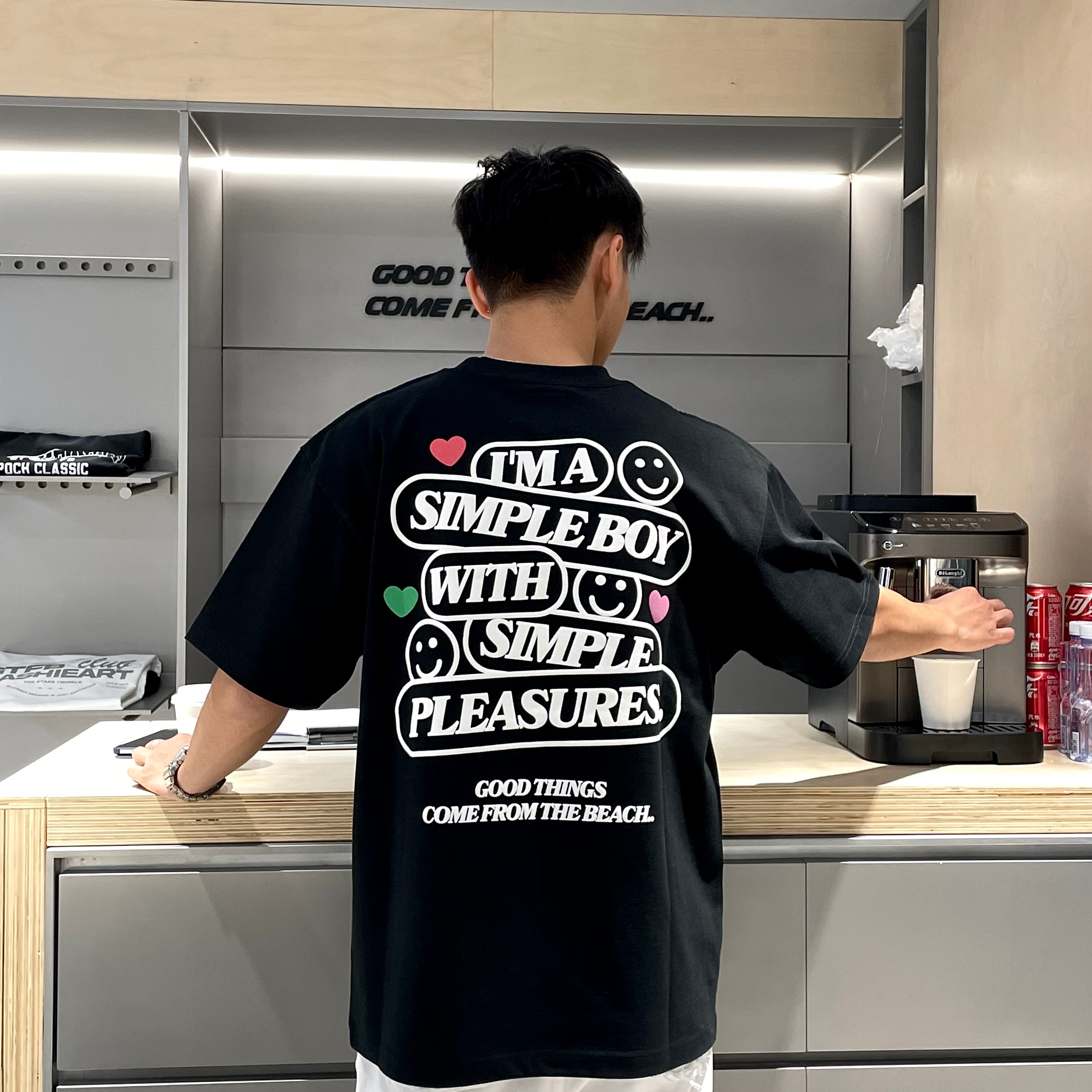 G24SST106翌日発送メンズ2024新作Tシャツカットソー丸首アメカジins風レトロ半袖トップスデザイン高級感英字ストリート大人オーバーサイズ可愛い抜け感ユニセックスブラックベージュクルーネック