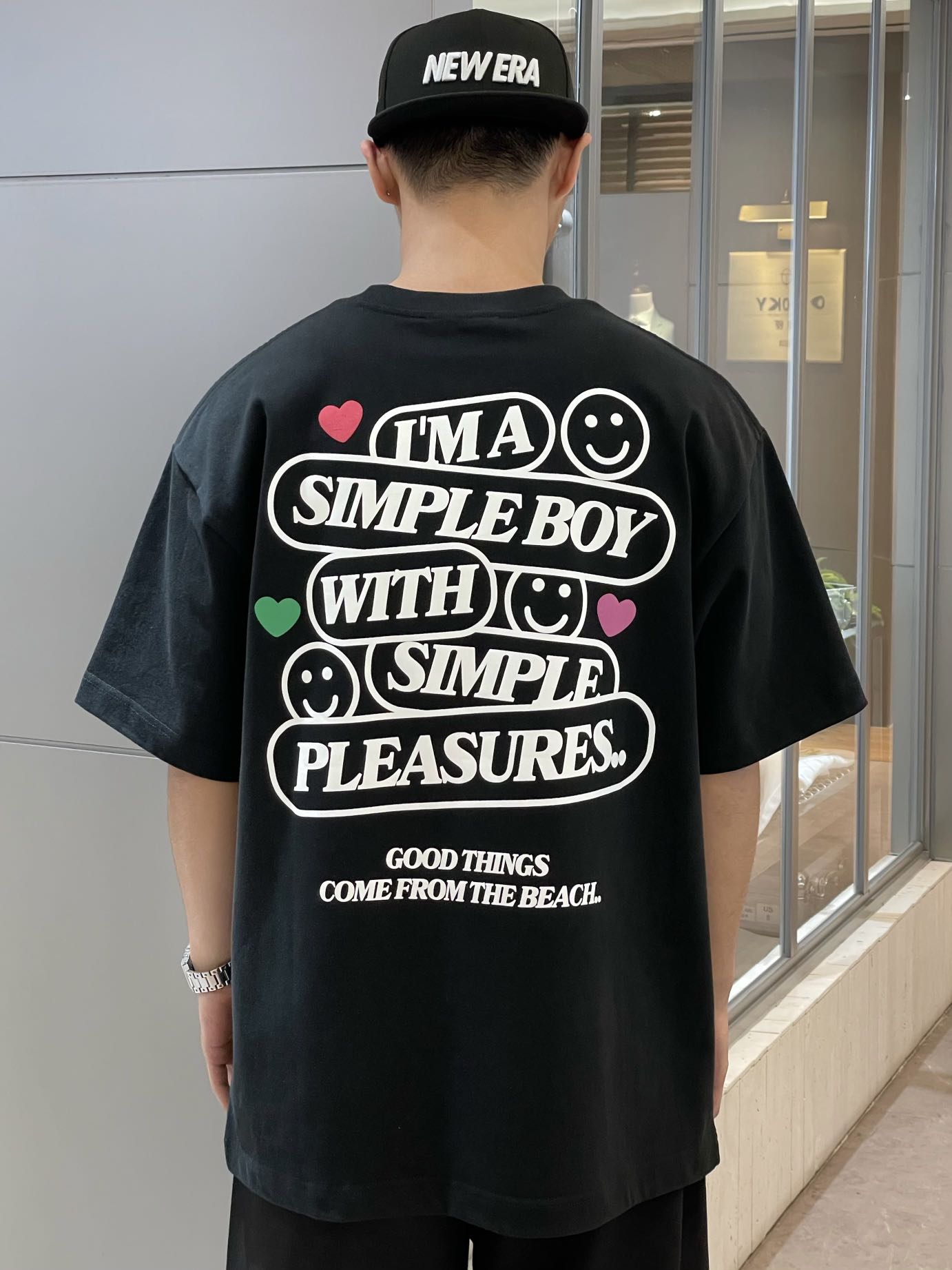 G24SST106翌日発送メンズ2024新作Tシャツカットソー丸首アメカジins風レトロ半袖トップスデザイン高級感英字ストリート大人オーバーサイズ可愛い抜け感ユニセックスブラックベージュクルーネック