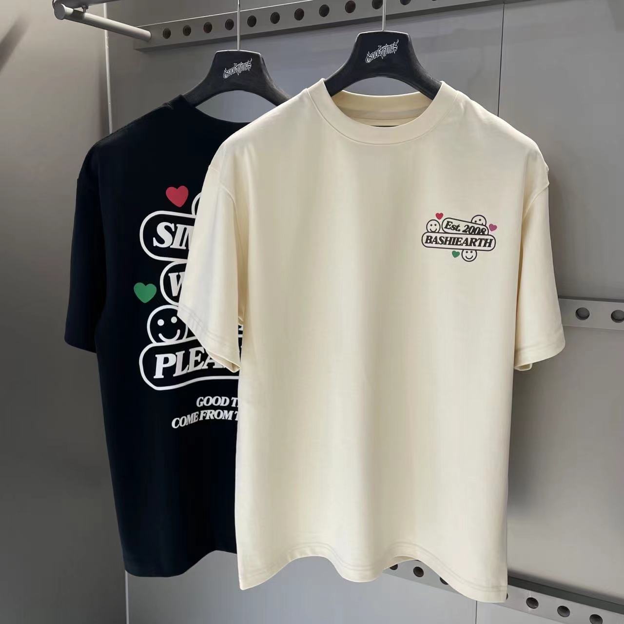 G24SST106翌日発送メンズ2024新作Tシャツカットソー丸首アメカジins風レトロ半袖トップスデザイン高級感英字ストリート大人オーバーサイズ可愛い抜け感ユニセックスブラックベージュクルーネック