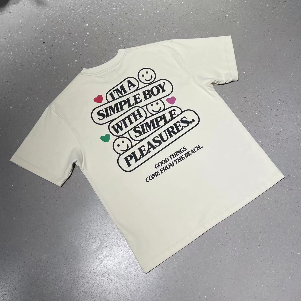 G24SST106翌日発送メンズ2024新作Tシャツカットソー丸首アメカジins風レトロ半袖トップスデザイン高級感英字ストリート大人オーバーサイズ可愛い抜け感ユニセックスブラックベージュクルーネック