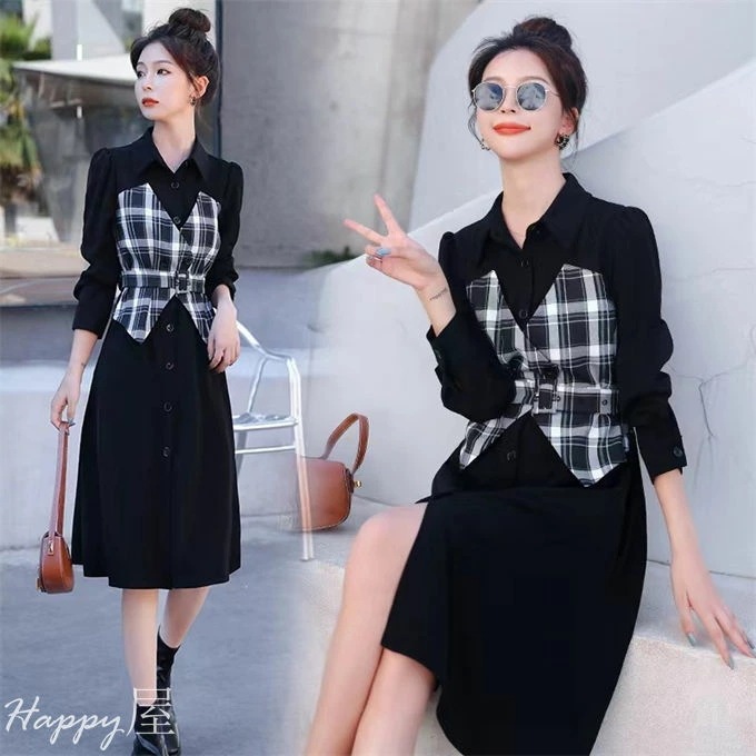 シャツワンピース レディース 長袖ワンピース トレンチ風シャツワンピース レイヤード ロングワンピース シャツワンピ ゆったり 着痩せ おしゃれ カジュアル 秋物 冬 新作 送料無料