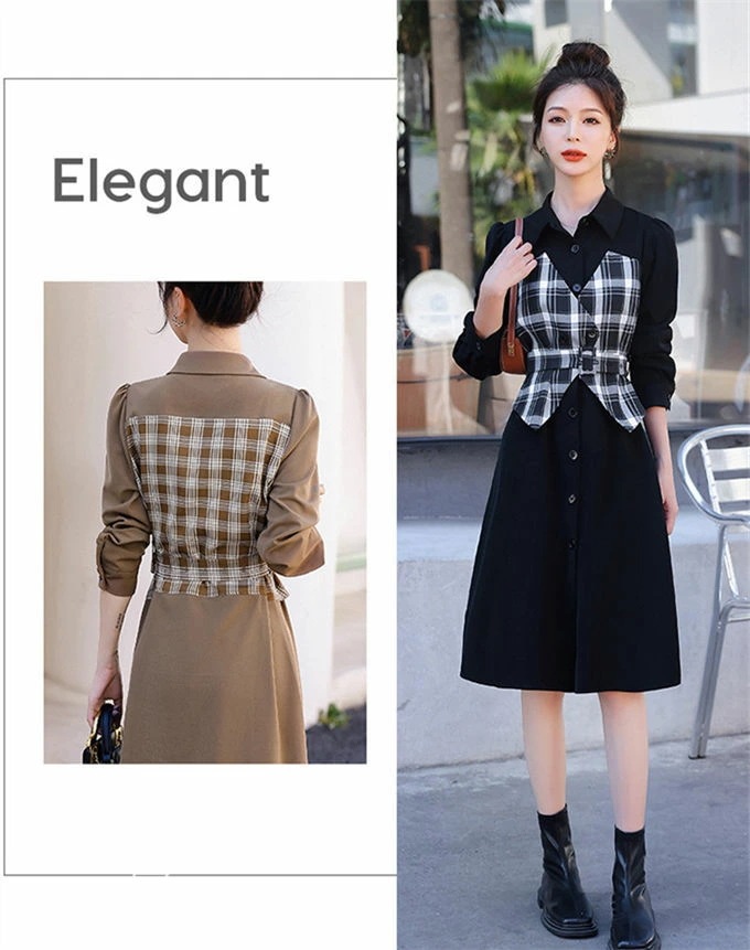シャツワンピース レディース 長袖ワンピース トレンチ風シャツワンピース レイヤード ロングワンピース シャツワンピ ゆったり 着痩せ おしゃれ カジュアル 秋物 冬 新作 送料無料