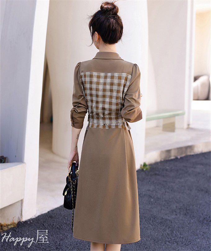 シャツワンピース レディース 長袖ワンピース トレンチ風シャツワンピース レイヤード ロングワンピース シャツワンピ ゆったり 着痩せ おしゃれ カジュアル 秋物 冬 新作 送料無料