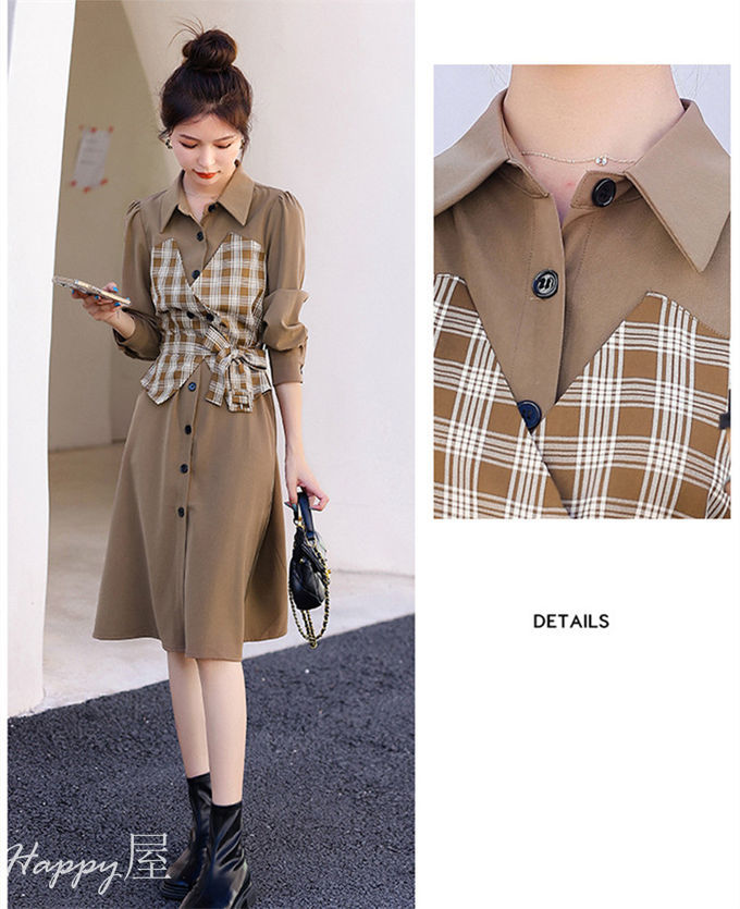 シャツワンピース レディース 長袖ワンピース トレンチ風シャツワンピース レイヤード ロングワンピース シャツワンピ ゆったり 着痩せ おしゃれ カジュアル 秋物 冬 新作 送料無料