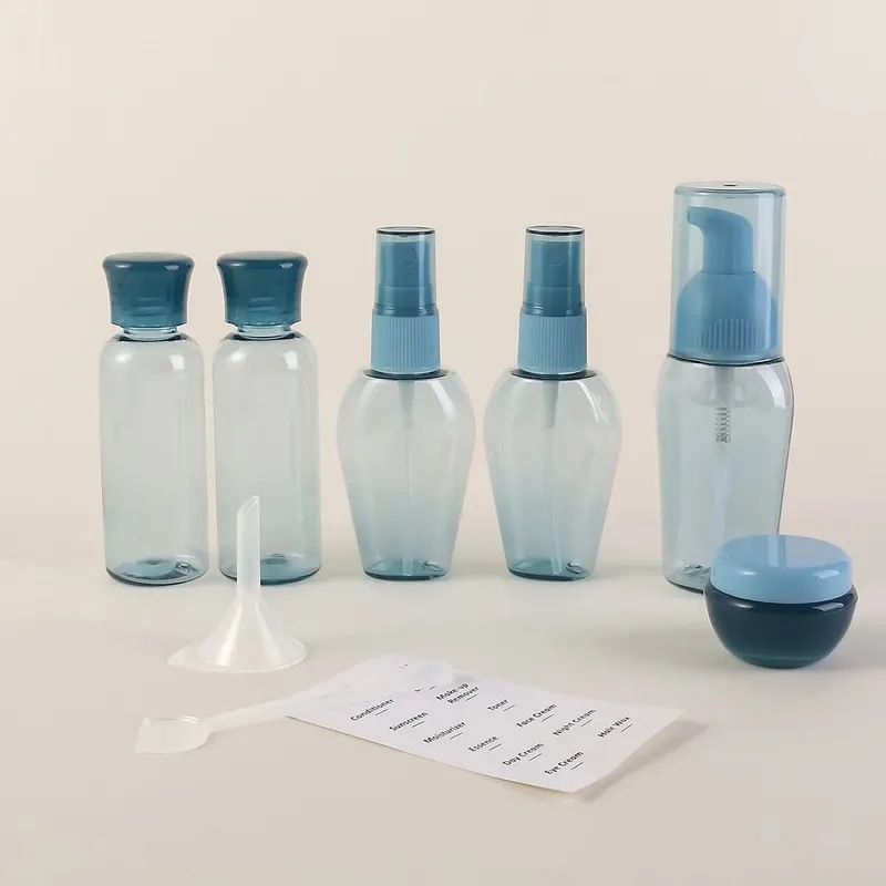 ポータブルトラベルボトルセット,漏れ防止,クリア,赤,クリア,コイン用化粧容器,シャンプー,トラベルキット,フライトサイズ,10個