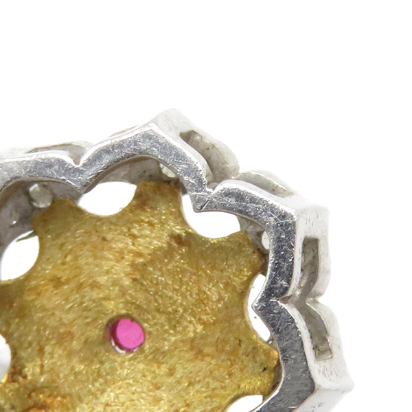 Kenji kiuchi 木内賢治 ペンダントトップ ルビー×ダイヤ K18YG Pt900 ルビー ダイヤモンド プラチナシルバー×イエローゴールド 花モチーフ PT900×K18YG コンビ 【中 Kenji kiuchi 木内賢治 ペンダントトップ ルビー×ダイヤ K18YG Pt900 ルビー ダイヤモンド プラチナシルバー×イエローゴールド 花モチーフ PT900×K18YG コンビ 【中