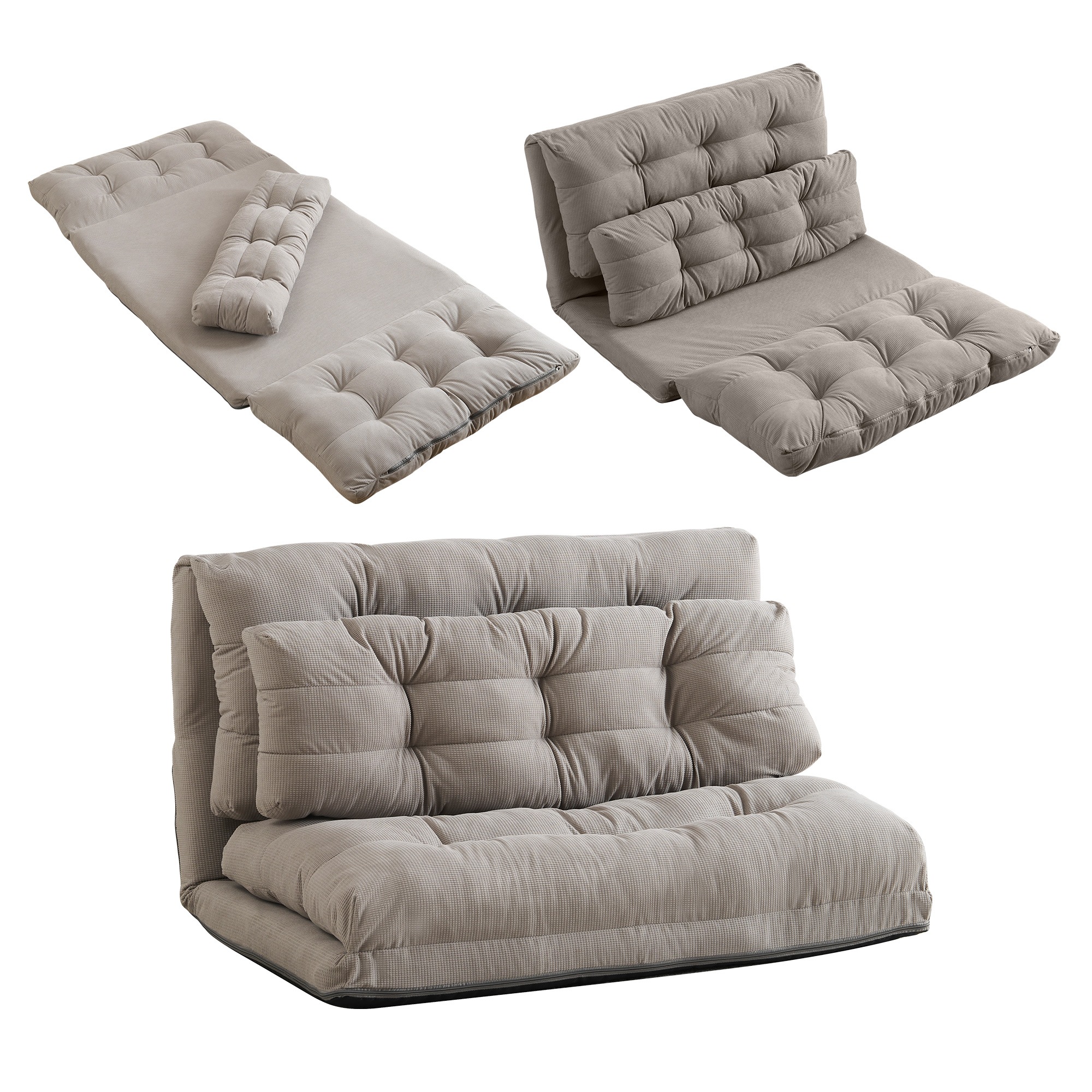 [国内即発送]ソファーベッド ソファベッド ローソファー 2人掛け マルチに使える3WAY 幅108cm 6段階リクライニング クッション付き 座椅子 1人掛け ソファ 折りたたみ 折り畳み コンパク