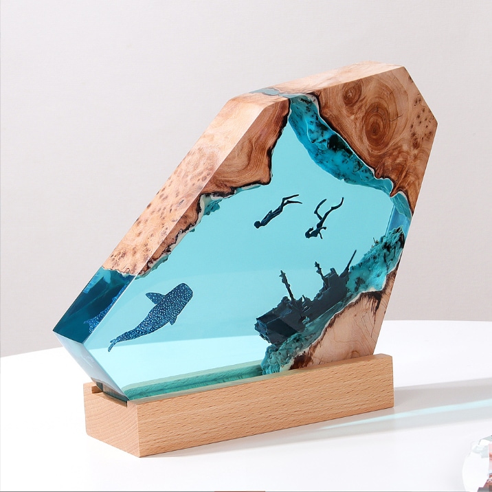 ジンベエザメ ナイトライト LEDライト テーブルランプ スタンド ベッドサイド ムードライト 樹脂装飾