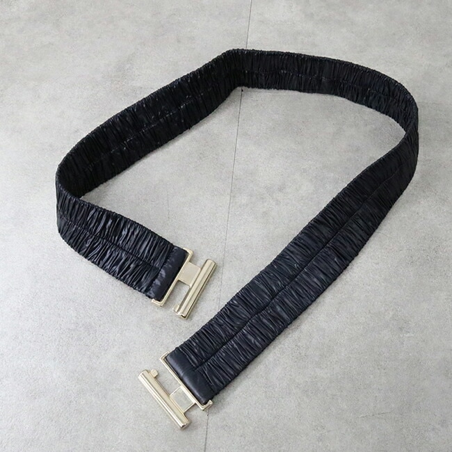 PI0485DIC-M03 CLAUDIA ベルト付きダウンジャケット ダウンコート ミディアム 首元ニット BLACK レディース アウター スタンドネック